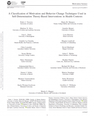Expert Consensus Article on Self-Determination Theory Techniques Published in Motivation Science